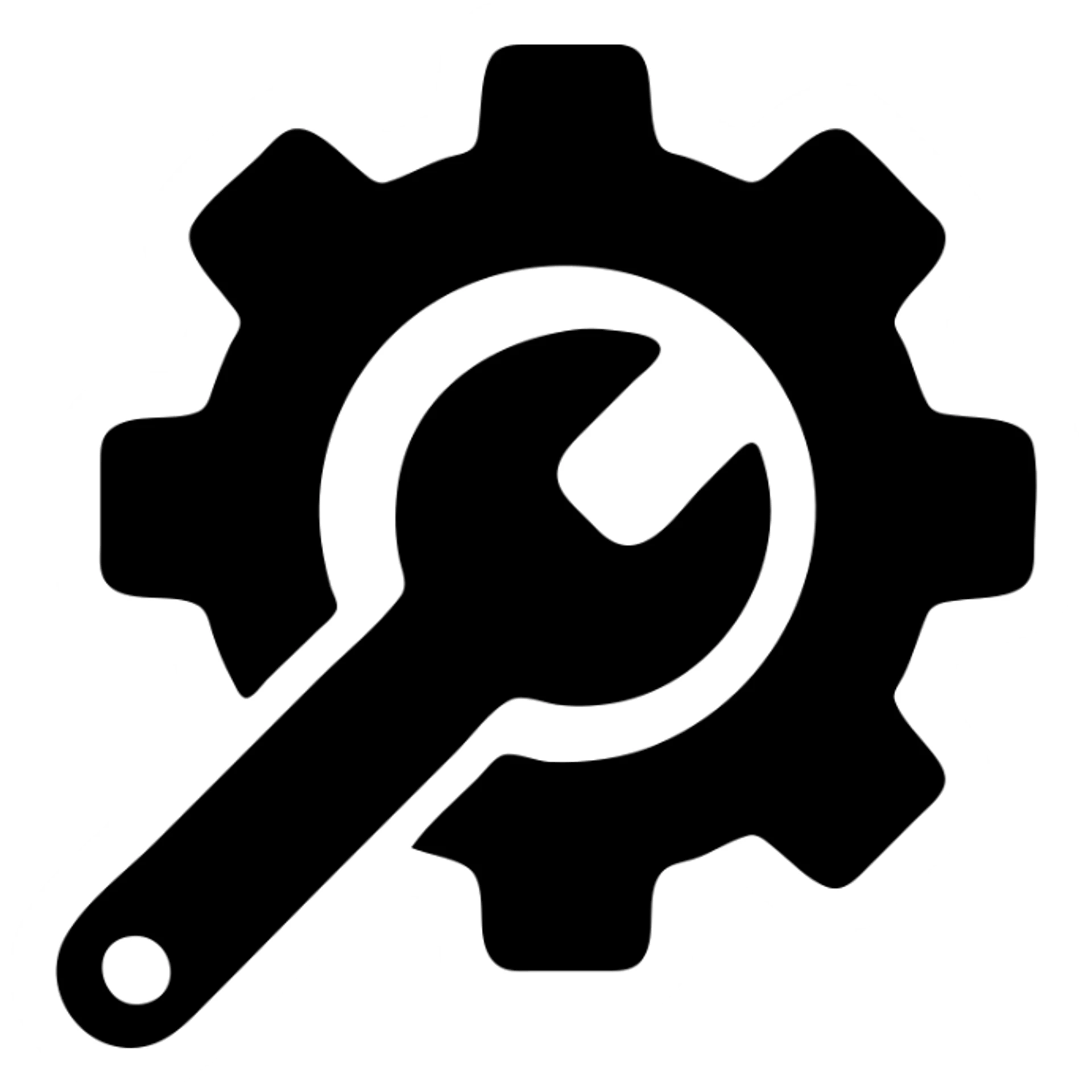 Maintenance icon with wrench and gear tools sticker