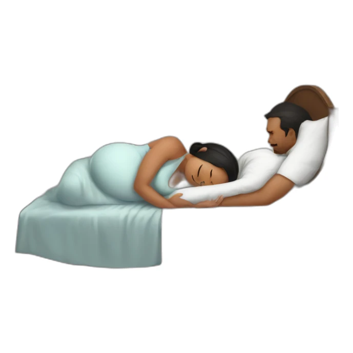 Very pregnant woman angry in bed while husband sleeping sticker