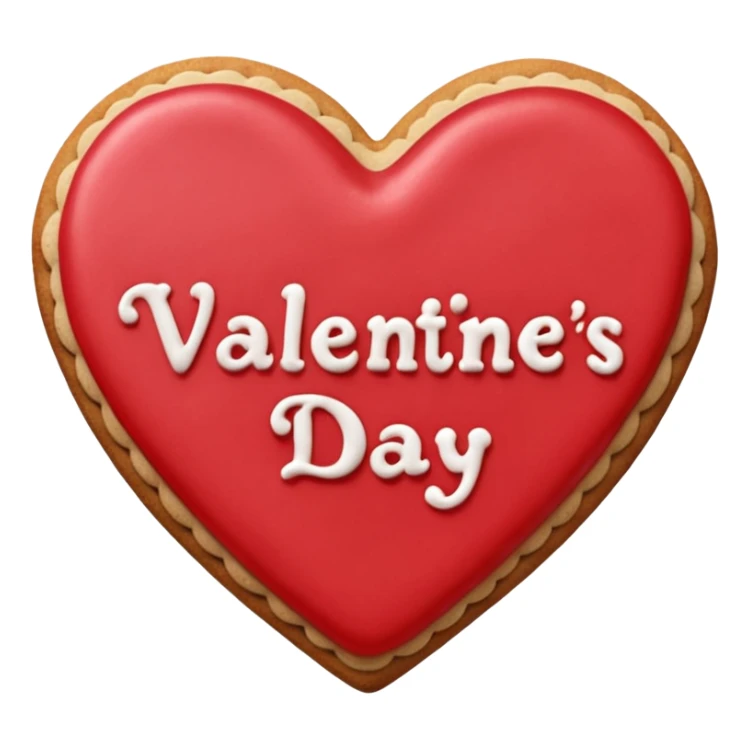 Heart-shaped cookie with smooth red icing, write 'Valentine's day' on top of the red icing in white icing sticker
