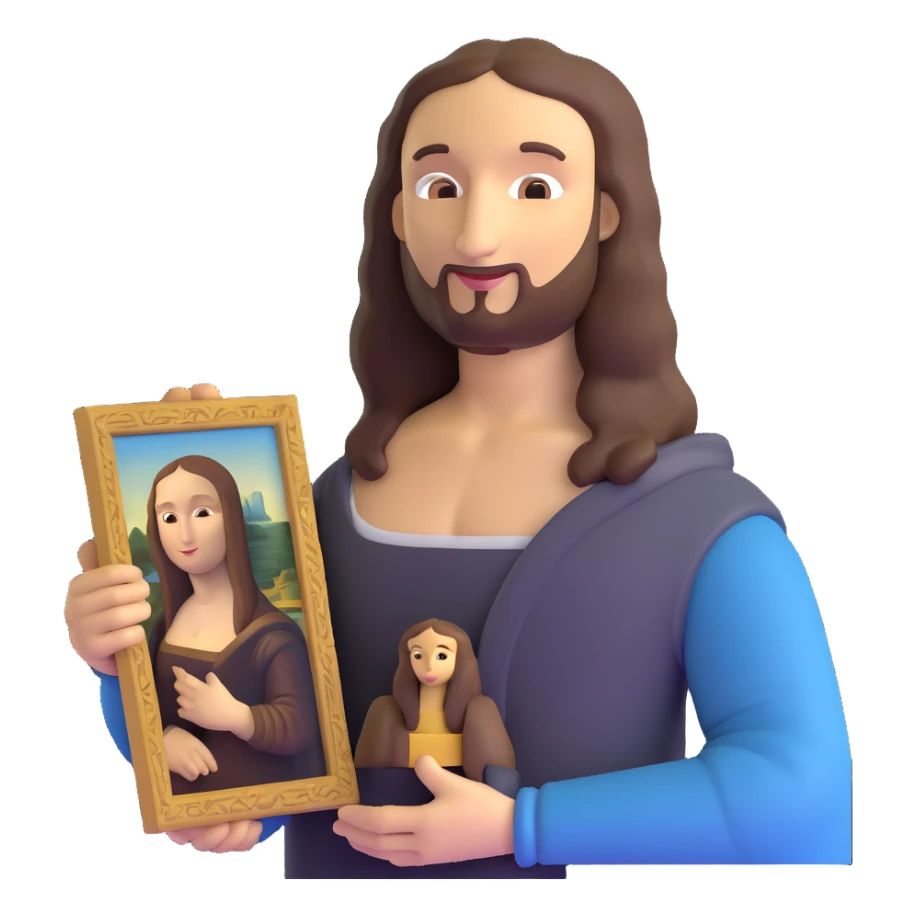 Leonardo da Vinci with Mona Lisa painting sticker