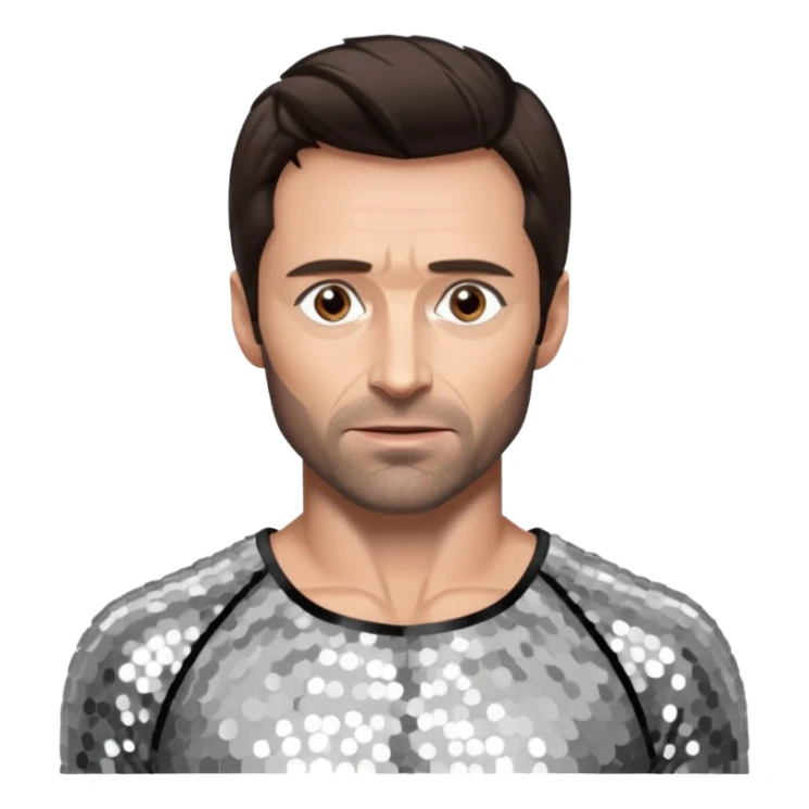 Hugh Jackman with Dark Brown Hair, Silver Sequin Outfit sticker