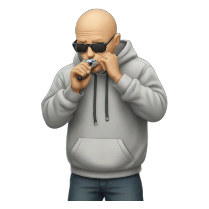 cool 50 year old bald guy in a hoodie playing harmonica sticker