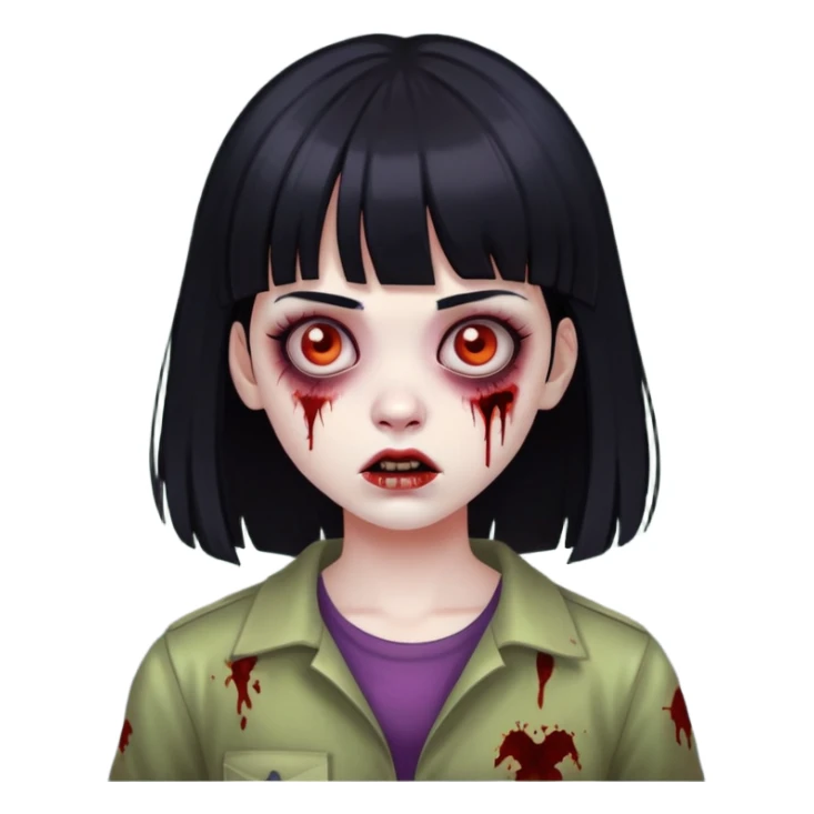 girl zombie with black hair and bangs sticker