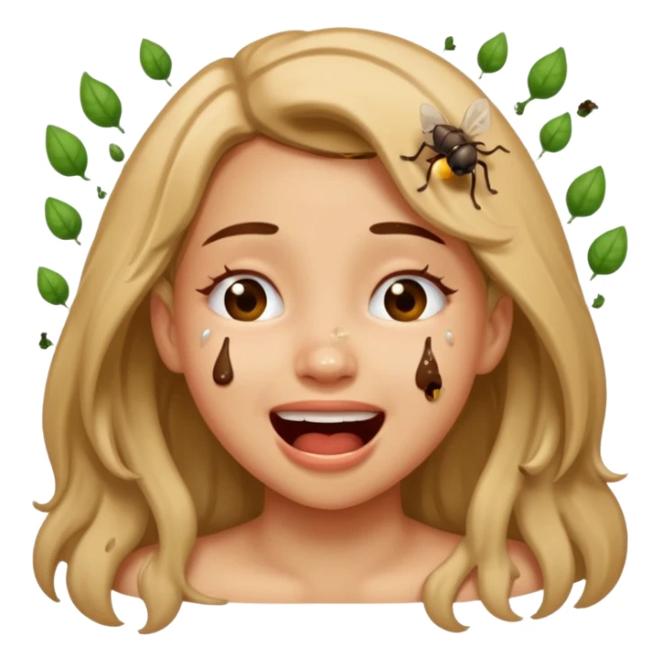 Fille caca qui pu et pleure de rire avec des mouches autour sticker