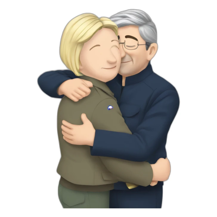 Marine lepen hugging jean melenchon  sticker