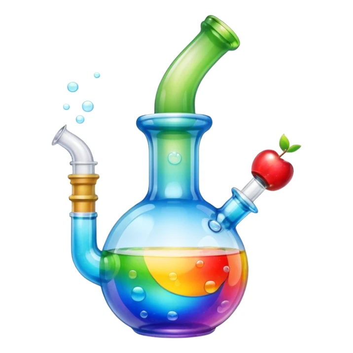 colorful glass bong with bubbles apple style emoji sticker