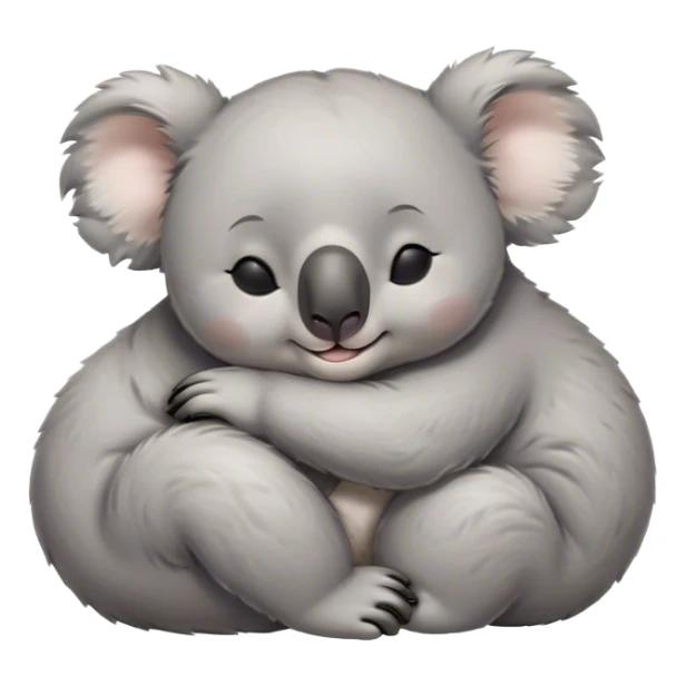 Meme-Worthy Cute Sleeping Koala Portrait Emoji, Head resting peacefully with a contented smile, showcasing a cuddly build and a luxuriously soft grey fur, eyes shut in a serene, restful snooze, Simplified yet hilariously adorable features, highly detailed, glowing with a soft, drowsy light, high shine, relaxed and utterly lovable, stylized with an air of playful laziness, bright and heartwarming, soft glowing outline, capturing the essence of a comically sleepy koala, so meme‐worthy it feels like it could instantly become the next viral sensation of adorable slumber! sticker