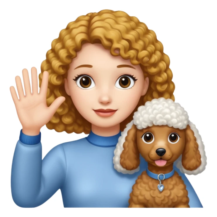 Poodle And girl say goodbye sticker