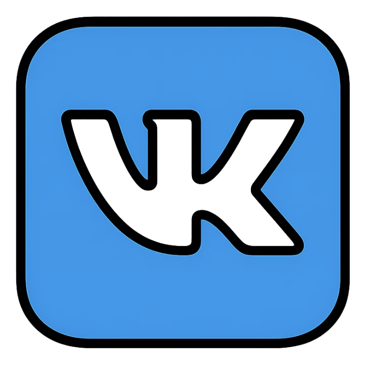 VK logo, app icon, blue and white, minimalist style sticker