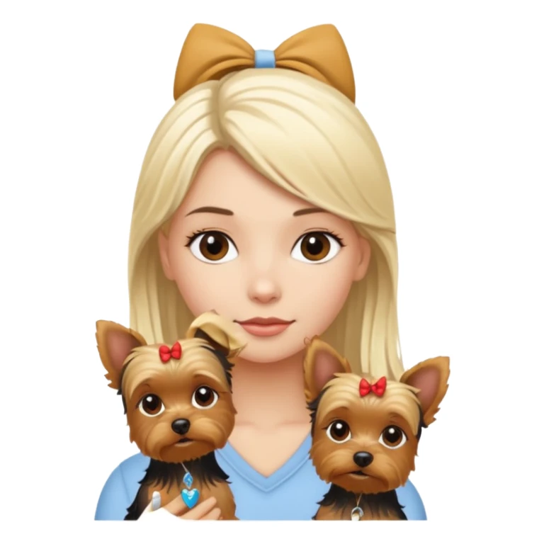 White blonde girl with yorkie  sticker