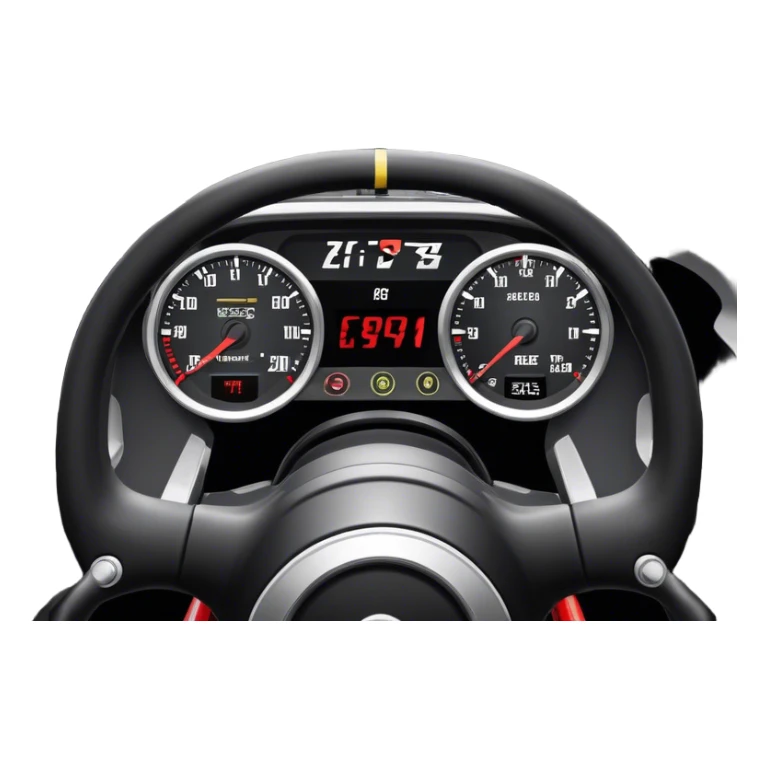 An icon showing a racing game interface, inspired by Grand Turismo. The design features a garage with a selection of high-performance cars, along with race track visuals in the background. Speedometer, lap timer, and other HUD elements add to the excitement. Transparent background sticker