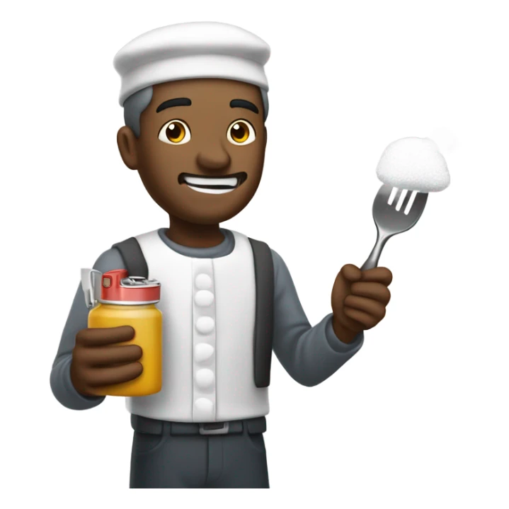 Man eating sugar with a spoon holding a lighter under it sticker