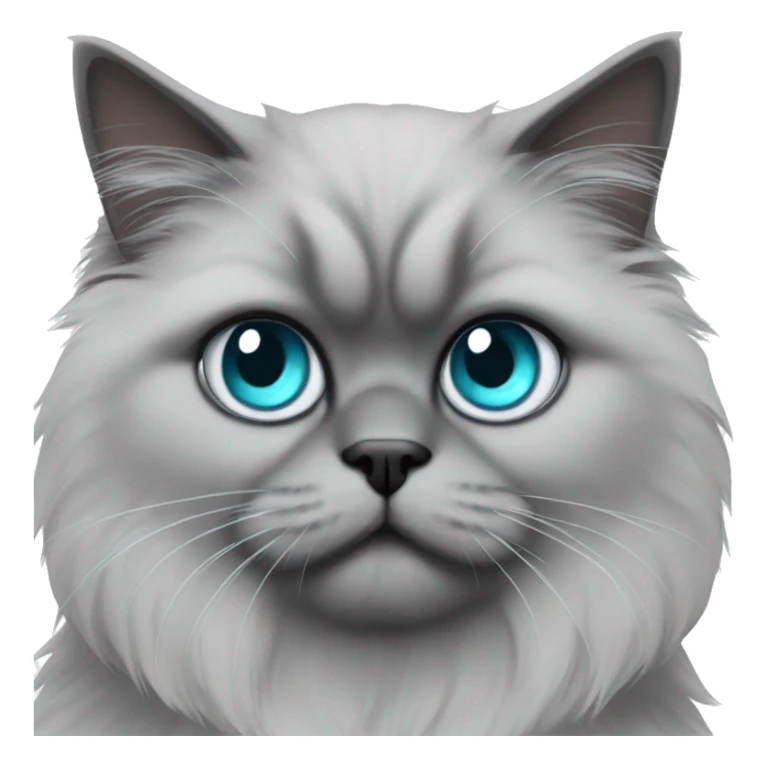 grey Persian cat with black ears and aqua blue eyes sticker
