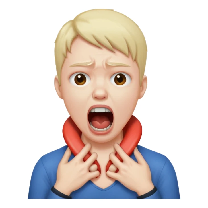 A person choking themselves on the neck and screaming  sticker