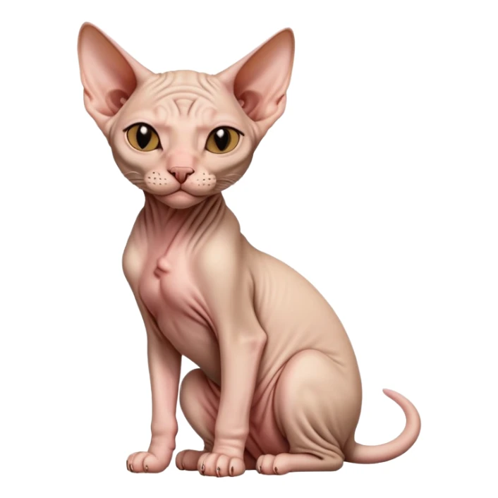 hairless sphynx cat full body sitting winking sticker