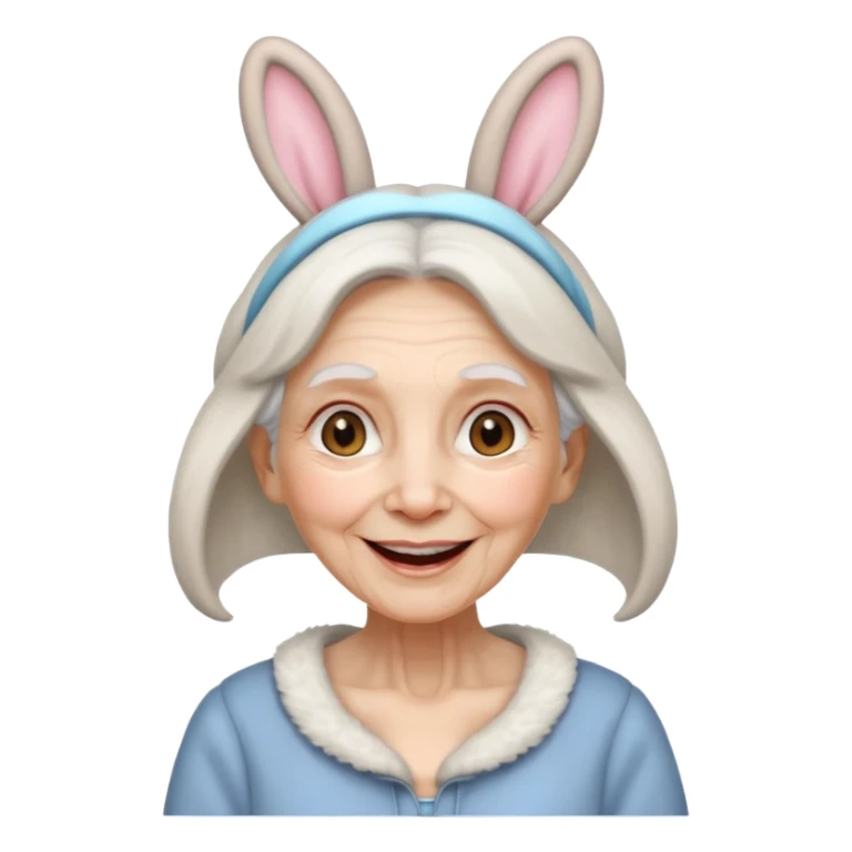 old woman with bunny ears sticker