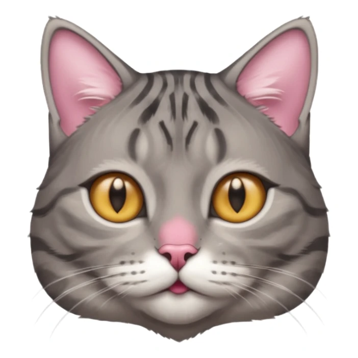 A high-resolution photo-realistic digital illustration of a solid grey tabby cat, chest upward sticker