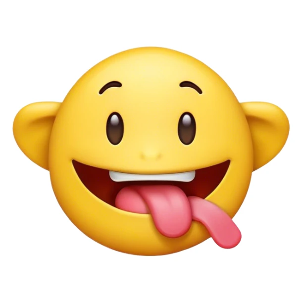 Regular yellow emoji with his tongue flipped up coving top lip sticker