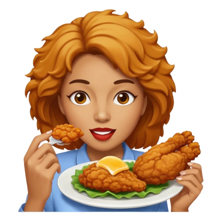 woman eating chicken sticker