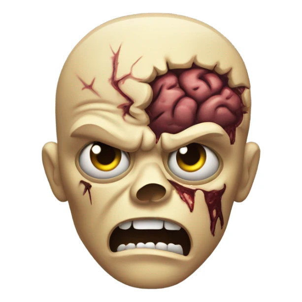 Zombified emoji with slightly exposed brain and a nerve expression  sticker