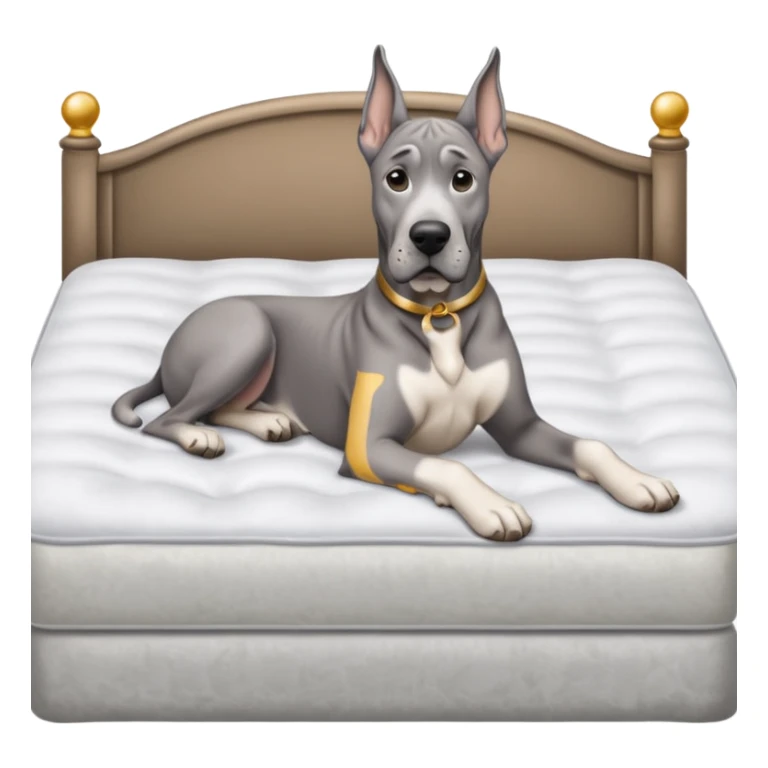 Gray Great Dane on king size mattress floppy ears white mattress  sticker