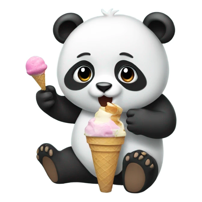 Panda eating ice cream sticker