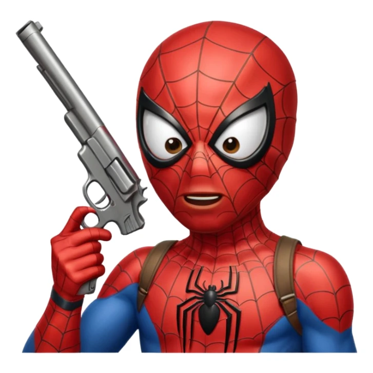 spiderman putting a pistol barrel in his mouth sticker