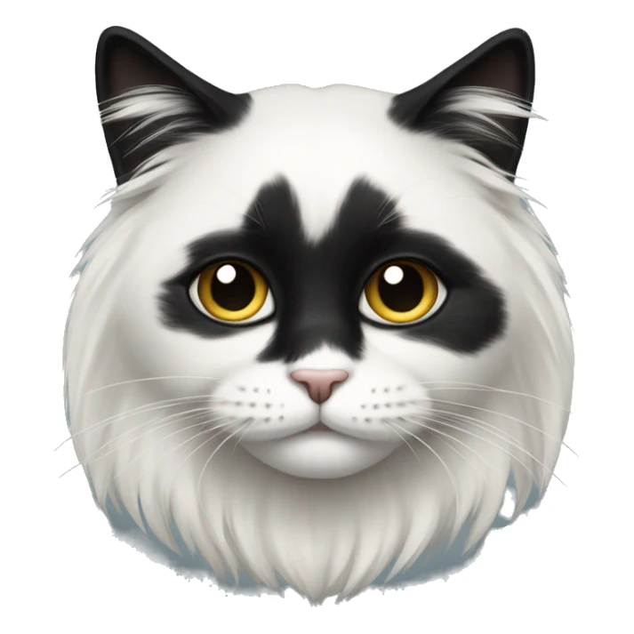 half black and half white long hair cat sticker
