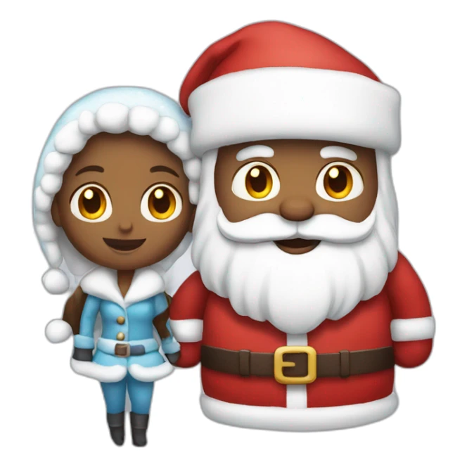 Snow girl and Santa  sticker