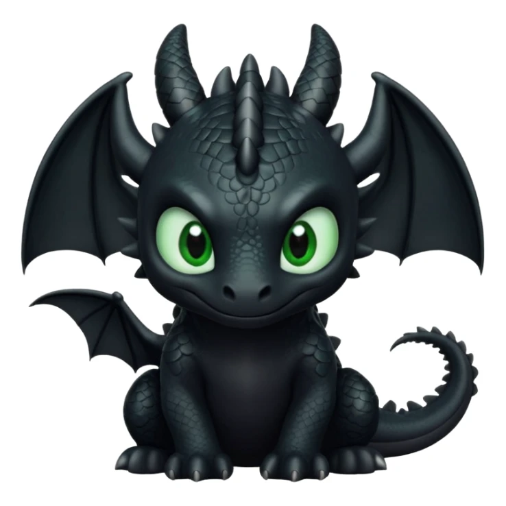 black Night Fury dragon inspired by Toothless, cute emoji style sticker