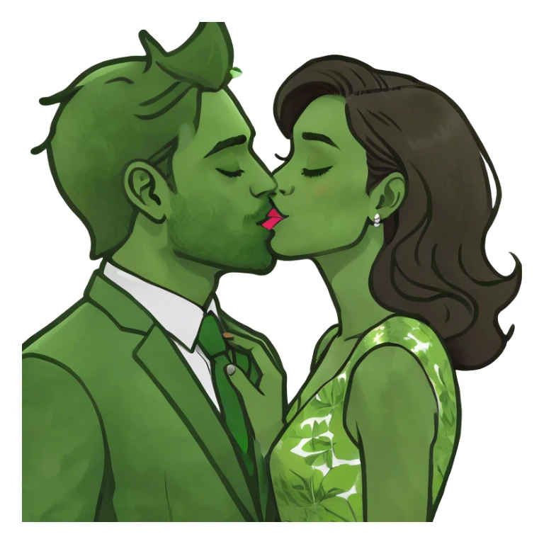 Kiss black man brunette girl sticker