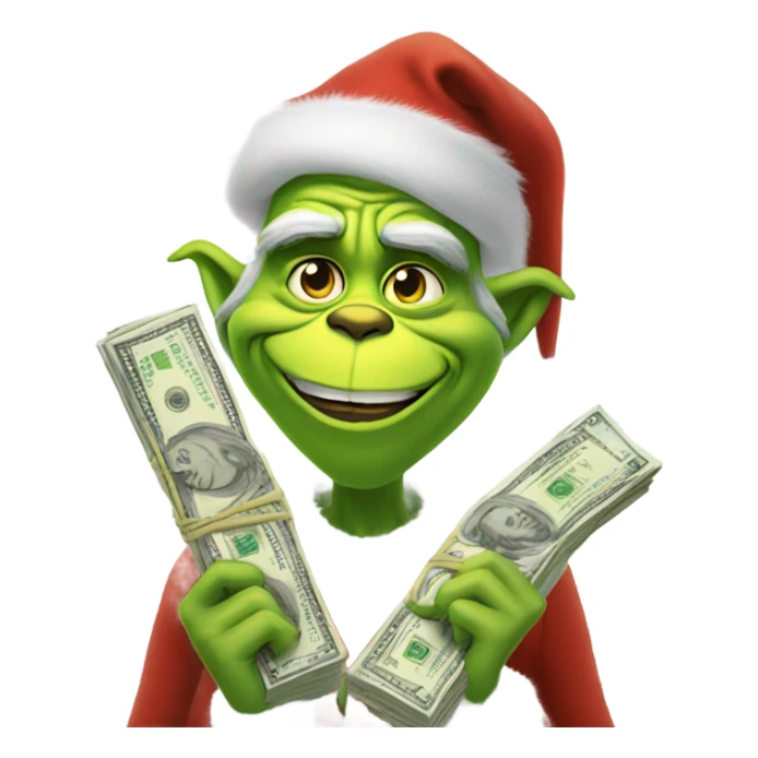 Grinch paying with money sticker