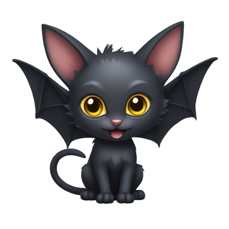 Black-Vampire-Batty-Lykoi-Cat-Fakémon-Cat With Bat-wings for ears sticker