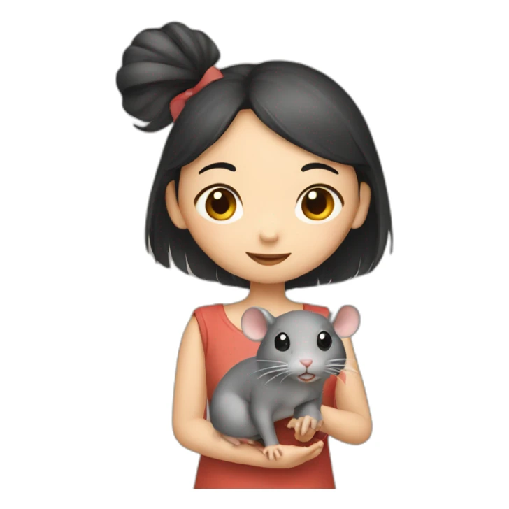 Asian girl with rat sticker