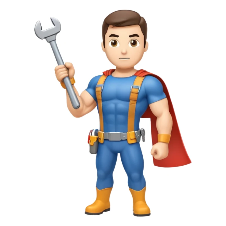 HVAC repairman superhero action figure sticker