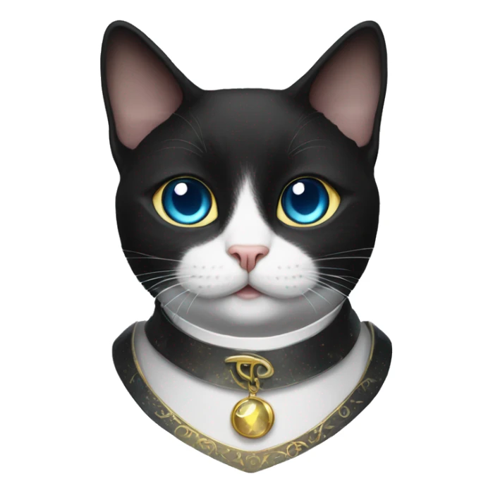 Tuxedo cat with moon eye and elf collar  sticker