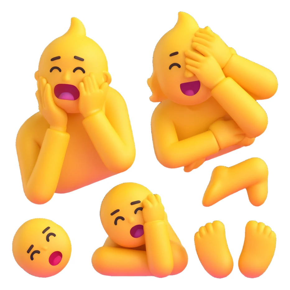 comical emoji showing a character overwhelmed, crying, fainting, and puking at once, dramatic and silly sticker