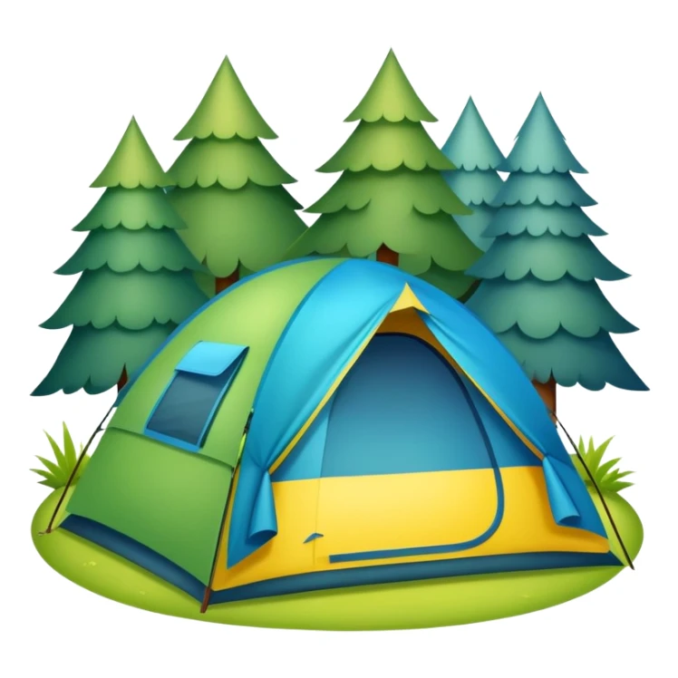 colorful camping tent in nature sticker