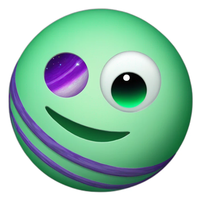 green planet with purple saturn rings and white moon sticker