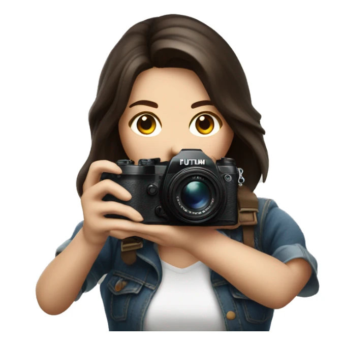 woman photographer fujifilm camera taking photo brunette sticker