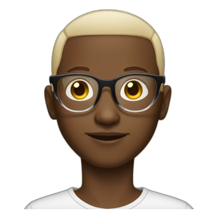 somalian boy  and shaved hair with transparent glasses sticker