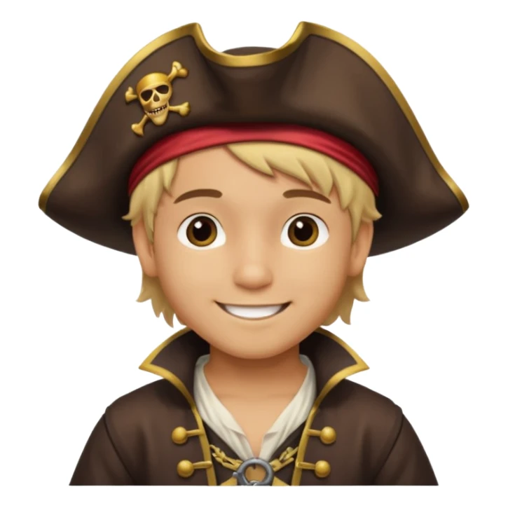 light brown Hispanic boy with blond hair that is dressed as a pirate sticker
