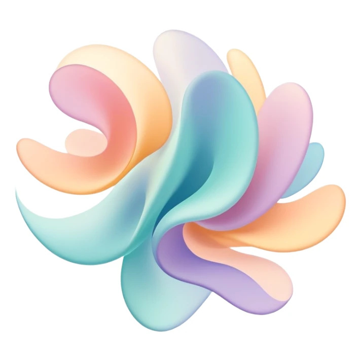 Abstract floating forms shifting in air, ethereal masculine energy, subtle radiance, symbolic of style influence, minimal flowing shapes sticker