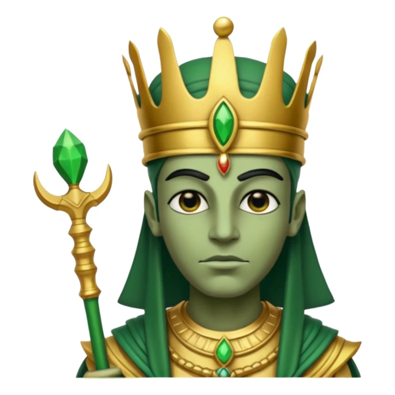 Ancient Egyptian god Osiris with green skin, Atef crown, and holding sticker