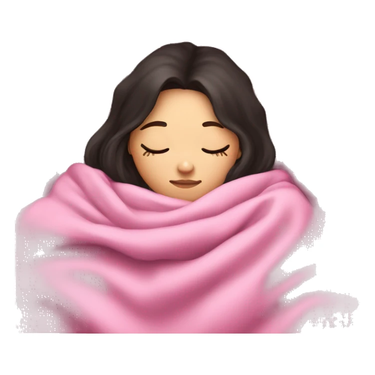 Pale girl with dark hair sleeping under pink blanket  sticker
