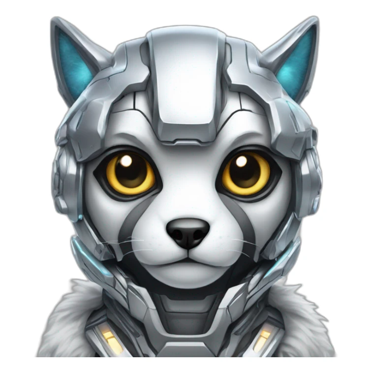 Cyber futuristic silver furry robot  sticker