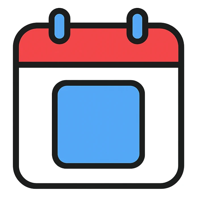 icon logo for an open source self-hosted calendar app, inspired by the Fantastical app, modern, clean, with a calendar page motif, in color outline style sticker