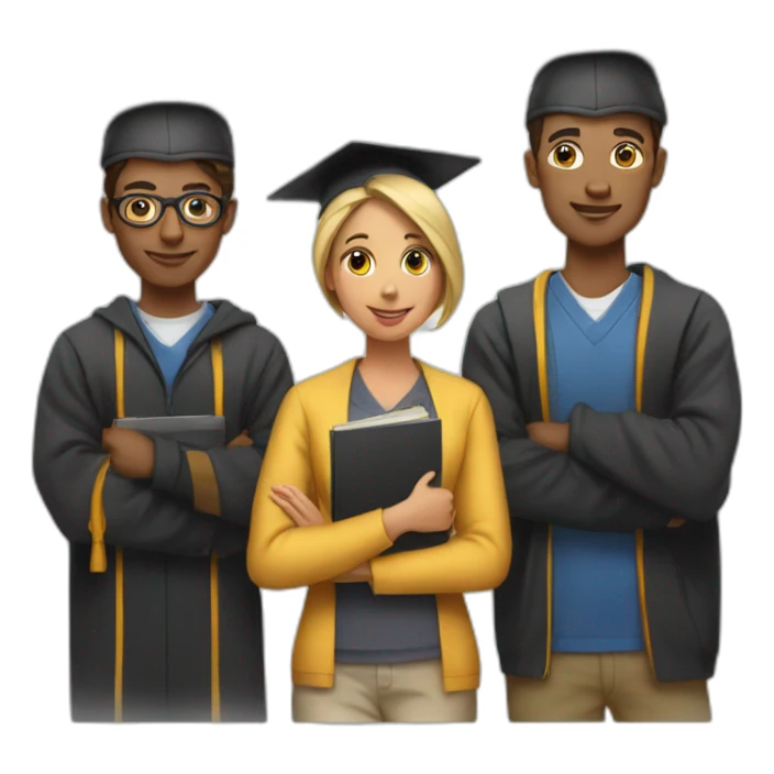 students with one women and one men wearing academic caps sticker