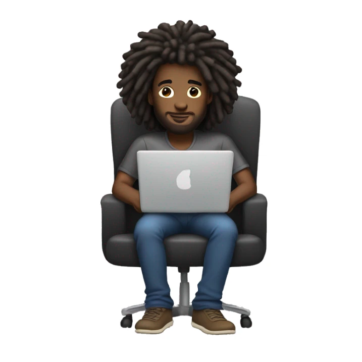 Afro man with dreds seat with laptop  sticker