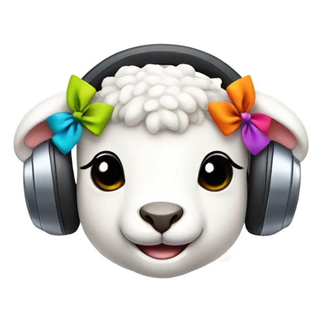 Cute lamb wearing a bow and headphones sticker
